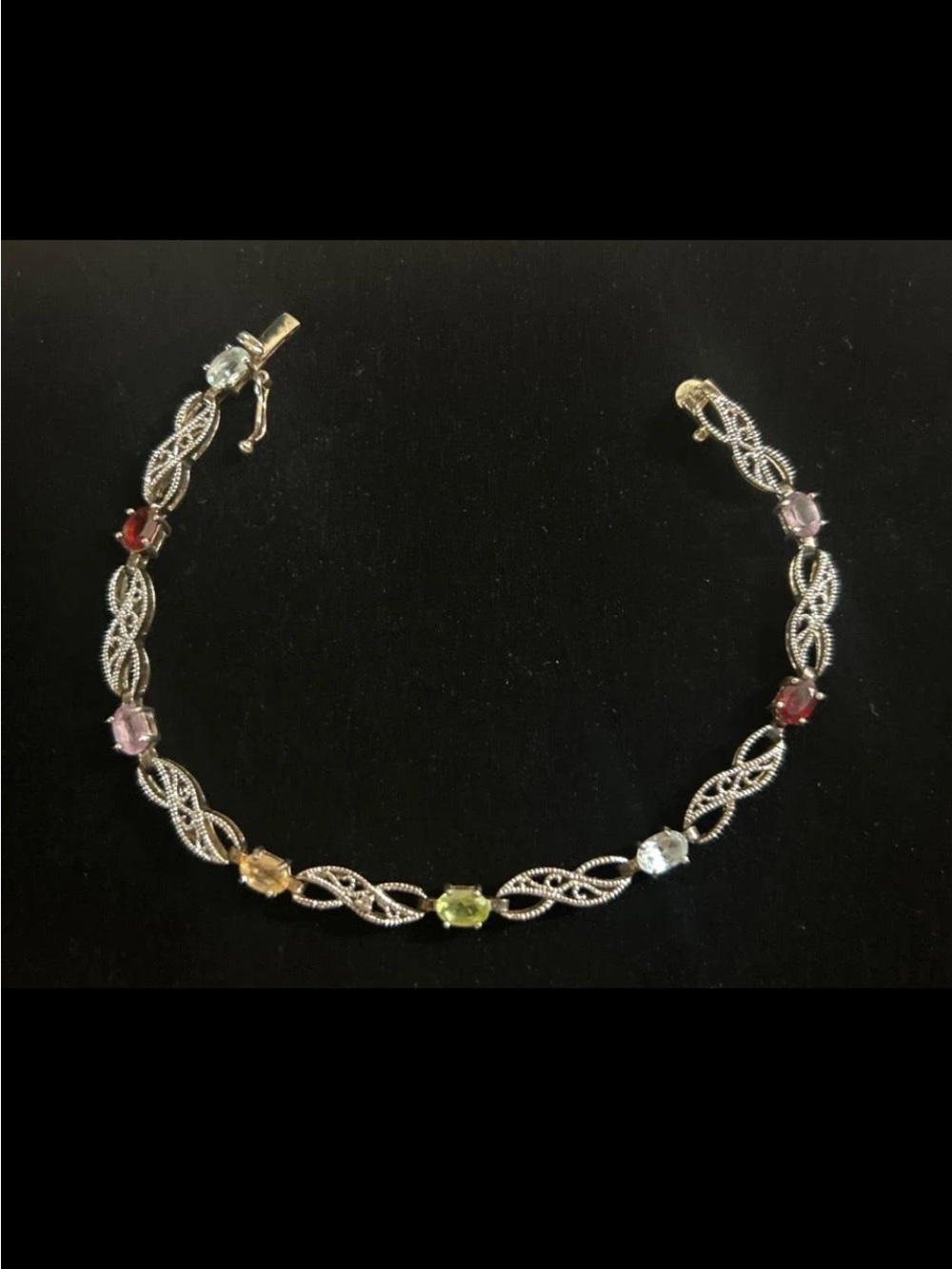 vintage multi-gemstone infinity link tennis bracelet
